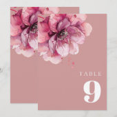 Dusty Rose Elegante Wasserfarben Tischnummer (Vorne/Hinten)