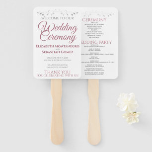 Dusty Rose Elegante White Wedding Fans mit Program Fächer