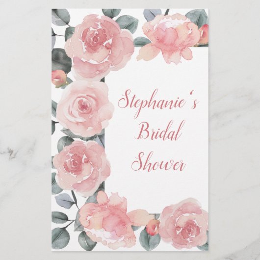 Dusty Rose Elegantes Blumenspiel Brautparty (Rückseite)