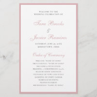 Dusty Rose Elegantes feierliches Hochzeitsprogramm