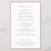 Dusty Rose Elegantes feierliches Hochzeitsprogramm (Hinten)