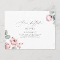 Dusty Rose Elegantes Romantisches Save the Date