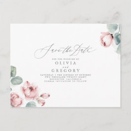 Dusty Rose Elegantes Romantisches Save the Date Ankündigungspostkarte