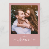Dusty Rose Elegantes Script Foto Tischnummer (Vorderseite)
