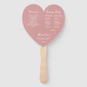 Dusty Rose Elegantes Script Heart Wedding Program Fächer (Rückseite)