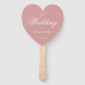 Dusty Rose Elegantes Script Heart Wedding Program Fächer (Vorderseite)