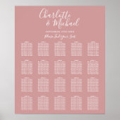 Dusty Rose Elegantes Script Hochzeitsdiagramm Poster (Vorne)