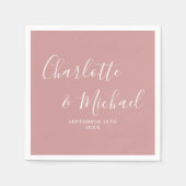 Dusty Rose Elegantes Skript Minimalistisch Serviette (Vorderseite)