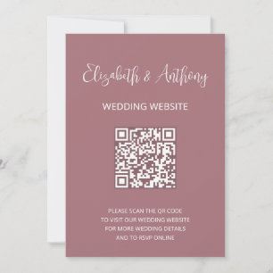 Dusty Rose Elegantes Skript   QR Code Wedding RSVP Einladung