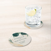 Dusty Rose Emerald Botanical Wedding Runder Pappuntersetzer (Vor Ort)