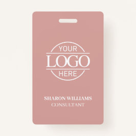 Dusty Rose Employee ID with Custom Business Logo Ausweis