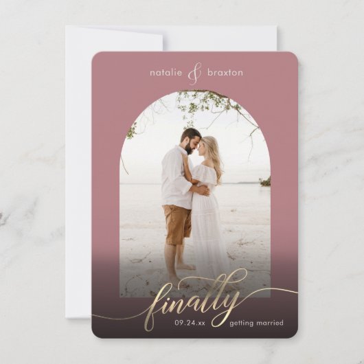 Dusty Rose Endlich Erfahren Verheiratet & Fenster Save The Date (Vorderseite)