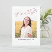 Dusty Rose Endlich Foto Abschluss Ankündigung (Stehend Vorderseite)