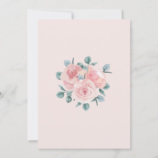 Dusty Rose Eucalyptus Baby in Bloom Baby Dusche Einladung (Rückseite)