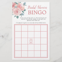 Dusty Rose Eucalyptus Brautparty Bingo Game