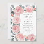 Dusty Rose Eucalyptus Elegante Hochzeit der Blumen Einladung (Vorderseite)