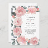 Dusty Rose Eucalyptus Elegante Hochzeit der Blumen Einladung (Vorne/Hinten)