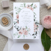 Dusty Rose Eucalyptus Floral QR Code Wedding Einladung