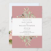 Dusty Rose Eucalyptus Greenerity Foto Wedding Einladung (Vorne/Hinten)
