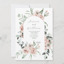 Dusty Rose Eucalyptus Script QR Code Wedding Einladung