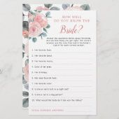 Dusty Rose Eukalyptus Floral Brautparty Game (Vorne/Hinten)