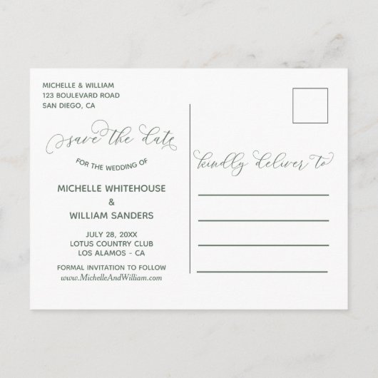 Dusty Rose Eukalyptus Greenery Save the Date Ankündigungspostkarte (Rückseite)