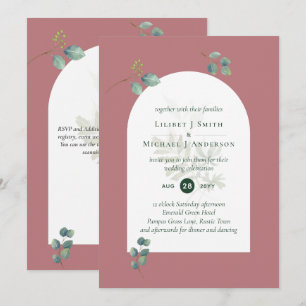 Dusty Rose Eukalyptus Greenery Wedding Arch Einladung