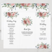 Dusty Rose Eukalyptus Order of Service (Vorne/Hinten)
