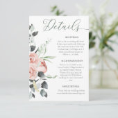 Dusty Rose Eukalyptus Wedding Details Begleitkarte (Stehend Vorderseite)