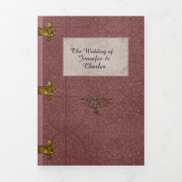 Dusty Rose Fairy Tale Wedding Foto Dreifach Gefaltete Einladung