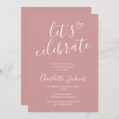 Dusty Rose Feiern: Skriptabiturpartei Einladung (Vorne/Hinten)