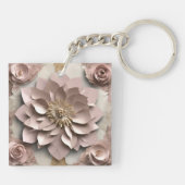 Dusty Rose Floral - Akryllischer Schlüsselanhänger (Rückseite)