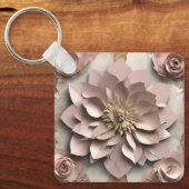 Dusty Rose Floral Aluminium Square Schlüsselanhäng Schlüsselanhänger (Vorderseite)