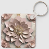 Dusty Rose Floral Aluminium Square Schlüsselanhäng Schlüsselanhänger (Rückseite)