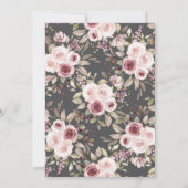 Dusty Rose Floral Anand Karaj Punjabi Sikh Wedding Einladung (Rückseite)