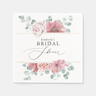 Dusty Rose Floral Baby / Brautparty Napkins Serviette