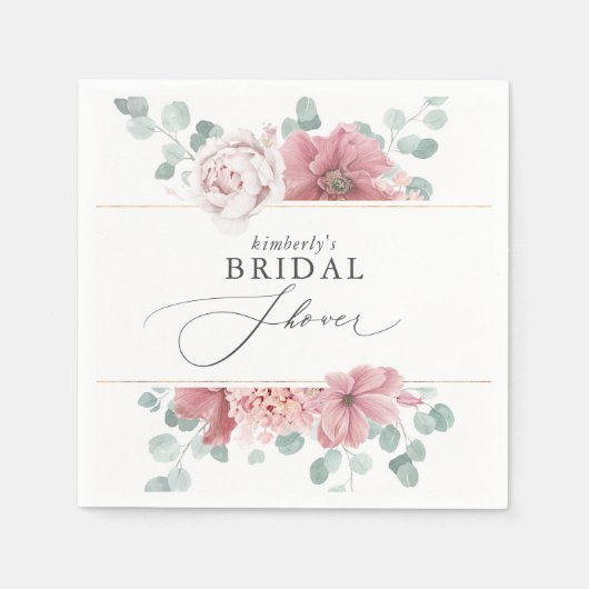 Dusty Rose Floral Baby / Brautparty Napkins Serviette (Vorderseite)