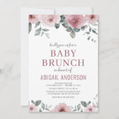 Dusty Rose Floral Baby Brunch Einladung (Vorderseite)