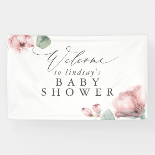 Dusty Rose Floral Baby oder Brautparty Begrüßung Banner