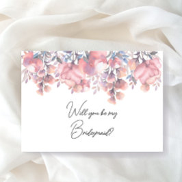 Dusty Rose Floral be bridesmaid Vorschlag Einladung