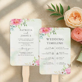 Dusty Rose Floral Boho Hochzeitsprogramm Hand Fan Fächer