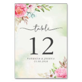 Dusty Rose Floral Boho Wedding Tischnummer Card (Rückseite)