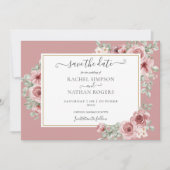 Dusty Rose Floral Botanisches Foto Hochzeit Save The Date (Vorderseite)