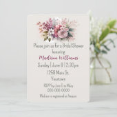 Dusty Rose Floral Bouquet Brautparty Einladung (Stehend Vorderseite)