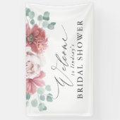 Dusty Rose Floral Bridal / Babydusche Willkommen Banner (Vertikal)