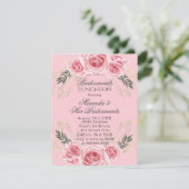 Dusty Rose Floral Bridesmaids Luncheon Invites Einladung (Stehend Vorderseite)