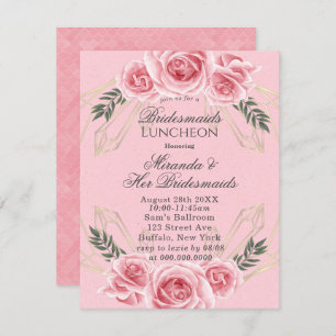 Dusty Rose Floral Bridesmaids Luncheon Invites Einladung