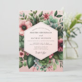 Dusty Rose Floral Dream Wedding Einladung (Stehend Vorderseite)
