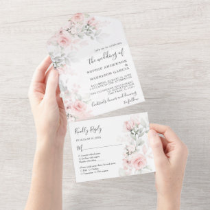 Dusty Rose Floral Elegant Rosa Hochzeit Alles I All In One Einladung