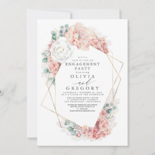 Dusty Rose Floral Elegante Engagement Partei Einladung